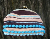 Crochet Clutch Purse, Crochet handbag purse with metal frame, free shipping