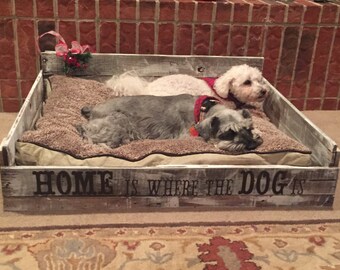 Personalized Pallet Dog Bed in whitewash