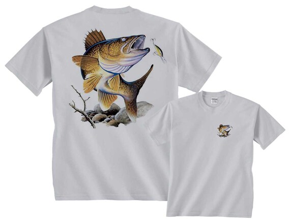 Walleye T-Shirt Fish Profile mens S M L XL 2X by FairGameApparel