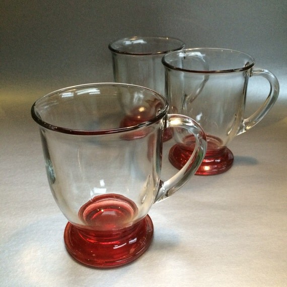 Anchor Hocking Pedestal Red Footed Coffee Mug by Beautalicious