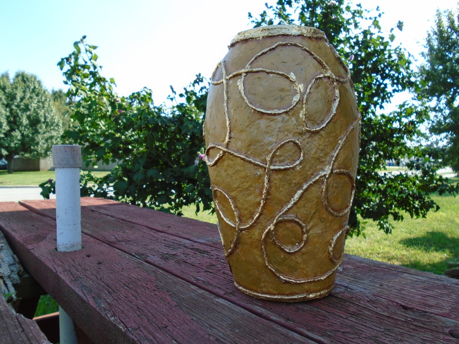 Paper Mache vase. by AngelasCritters on Etsy