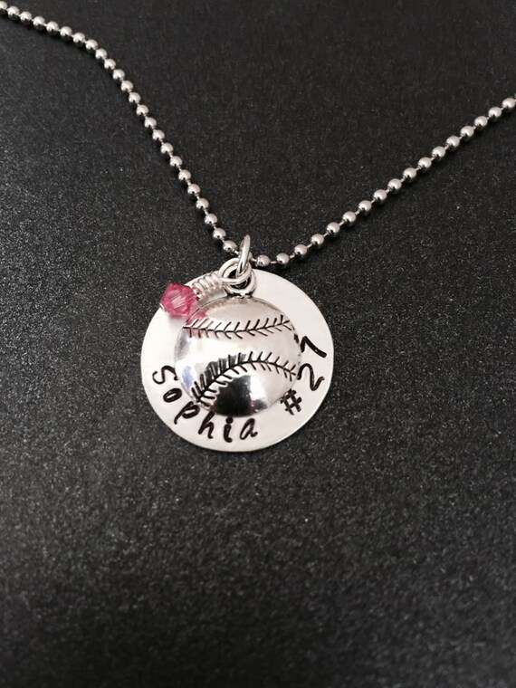 Hand stamped Softball Jewelry Personalized by 3sisterscollections