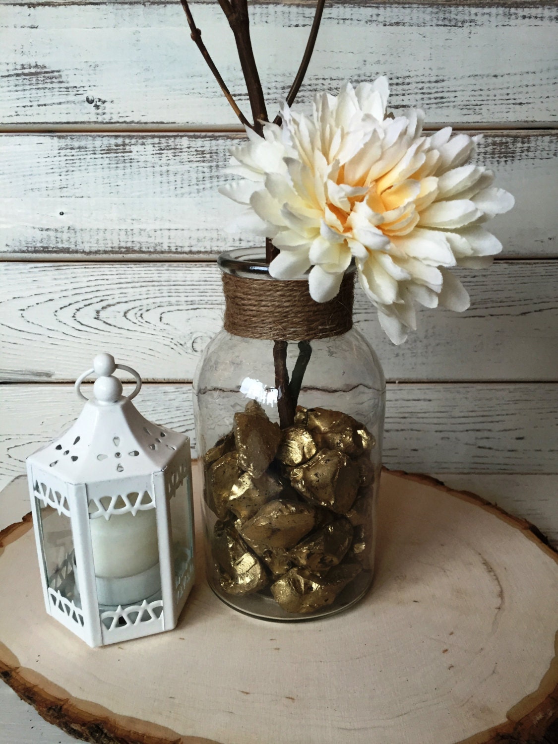 Metallic Gold Marble Rock // Vase Filler // Bowl by MyPaintedEarth