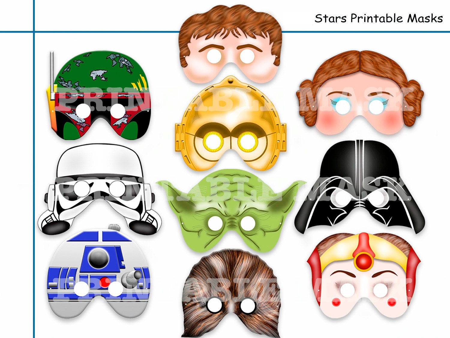 Unique Comic Star Wars Printable Masks Party By Amazingpartyshop 