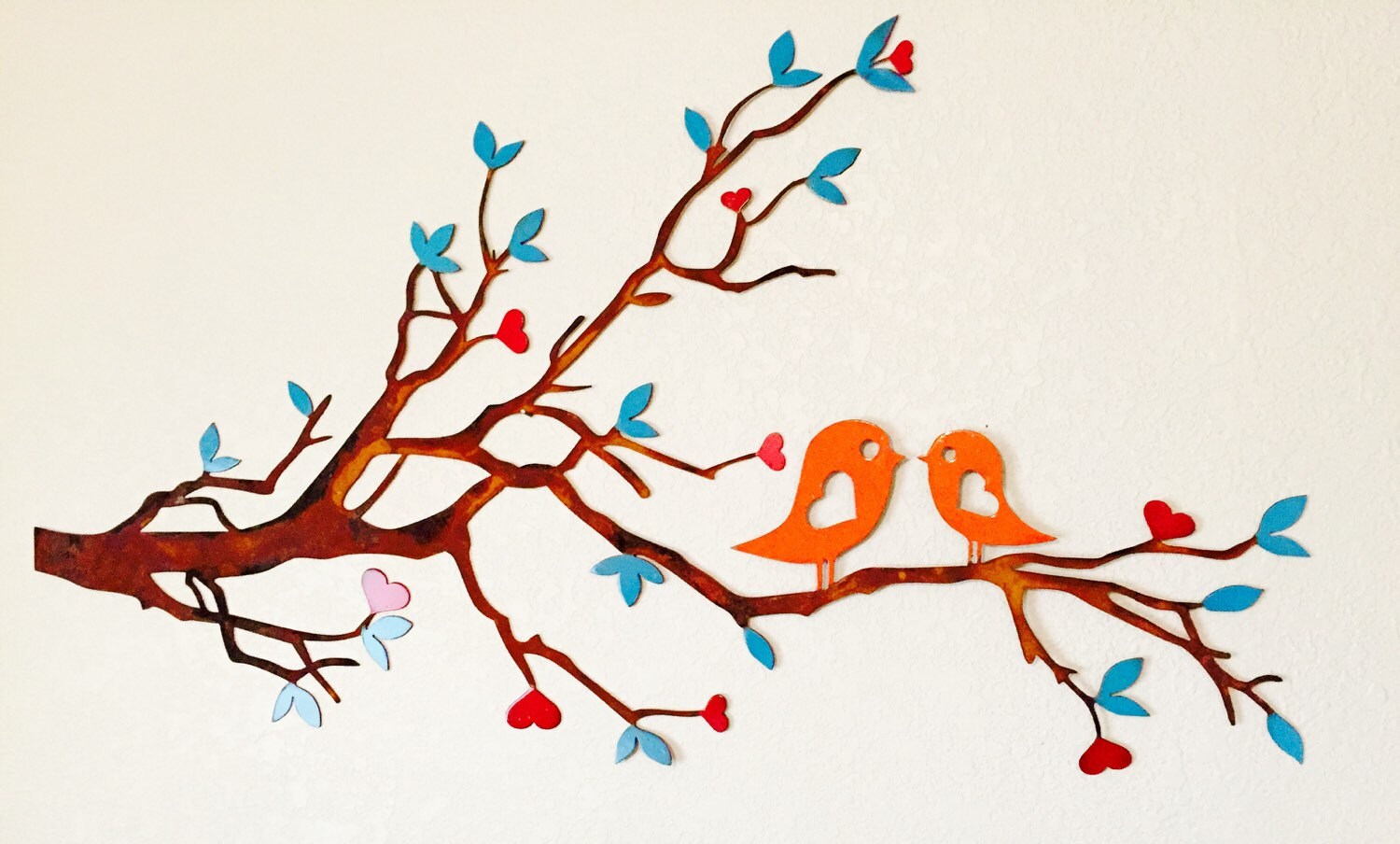 Metal Wall Art Birds Branch Wall Art LOVE BIRDS