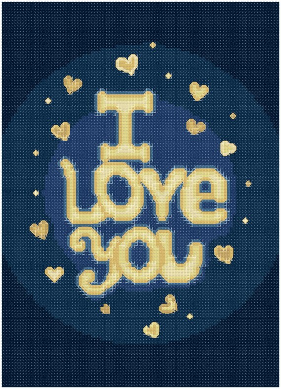 Cross stitch pattern I love you by HetBorduurbloempje on Etsy