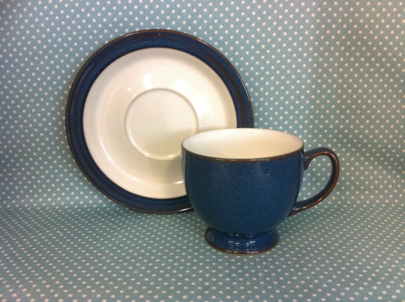 Vintage Denby Pottery Boston Blue Design Cup And By Theteatray