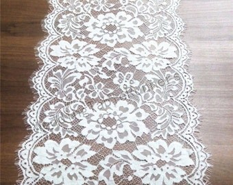 7ft white Lace Table runner 10" white table runners wedding table runners runner151012502