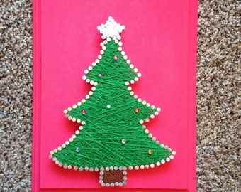 Christmas tree nail string art, nail art, 11" x 14"