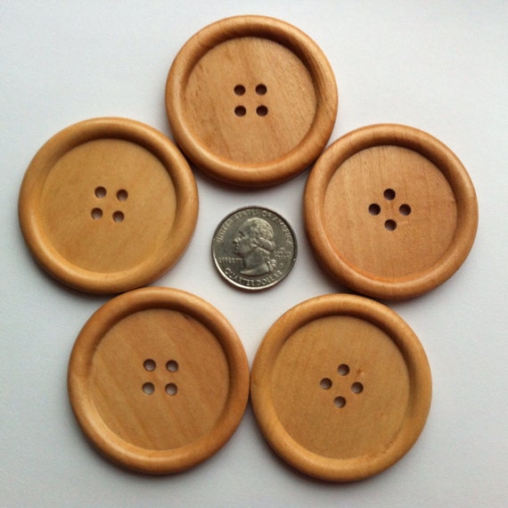 5 Extra Large Wooden Buttons 2 inch Wood Buttons 5cm