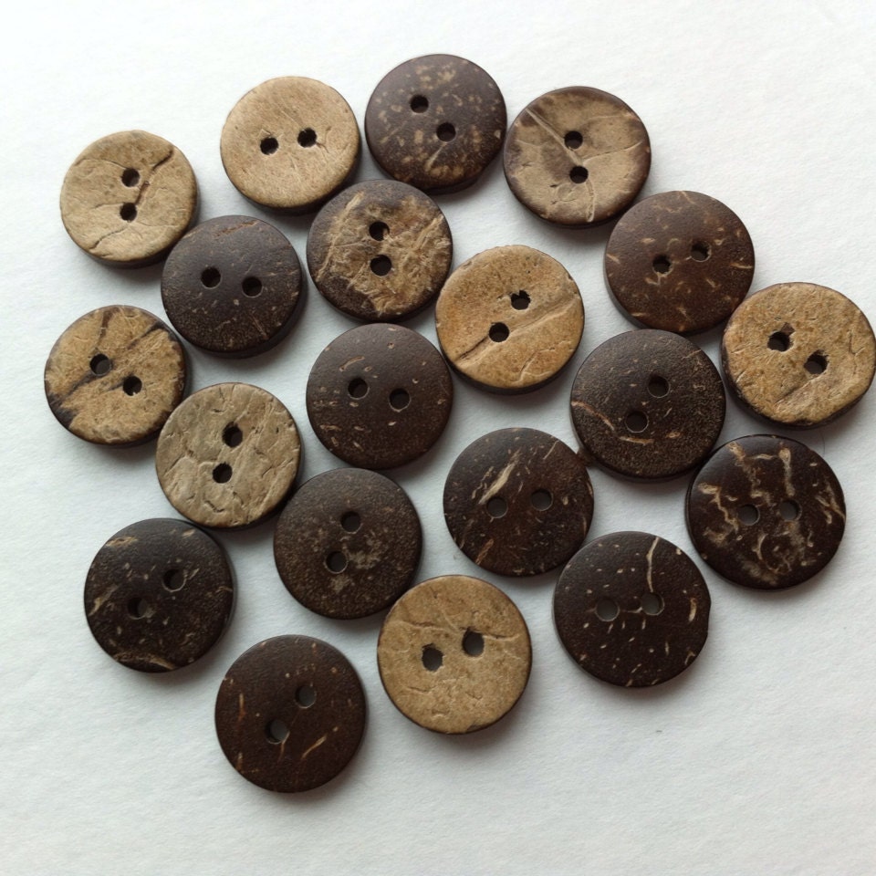 100 Coconut Buttons 15mm Coconut Shell Button 5/8 inch