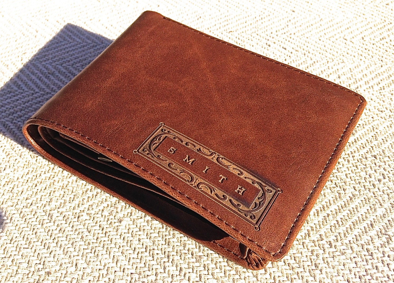 Personalized Men&#39;s Leather Wallet Custom by SwankyBadgerDesign