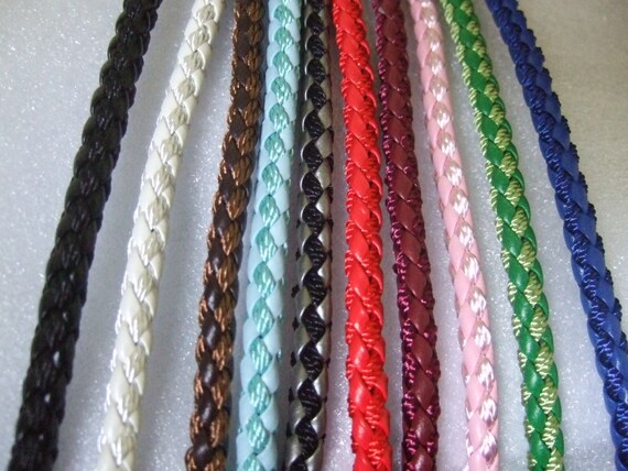 5mm Round Leather & Silk Braided Cord Trim Rope for by OrientFinds