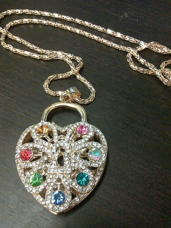 Items Similar To Large Sexy Gem Heart Shaped Long Sweater Chain