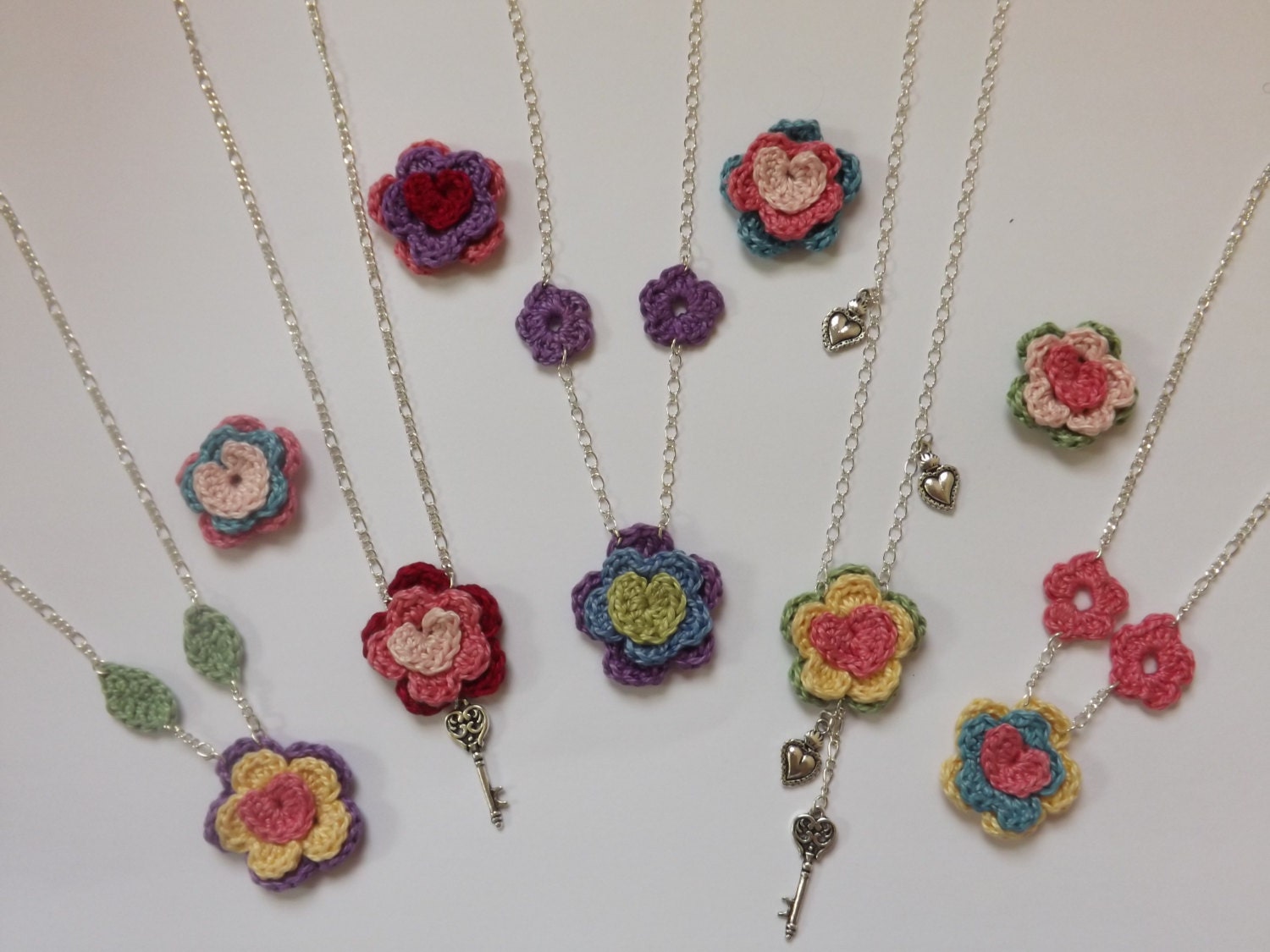 Crocheted Flower Necklace Pattern by LostTreeDesigns on Etsy