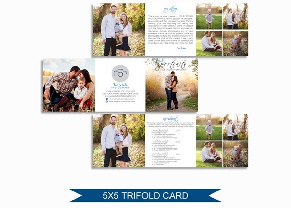 Items Similar To Trifold Brochure Template Pricing Guide 5x5 Photoshop Template For 5x5 Trifold Card Template
