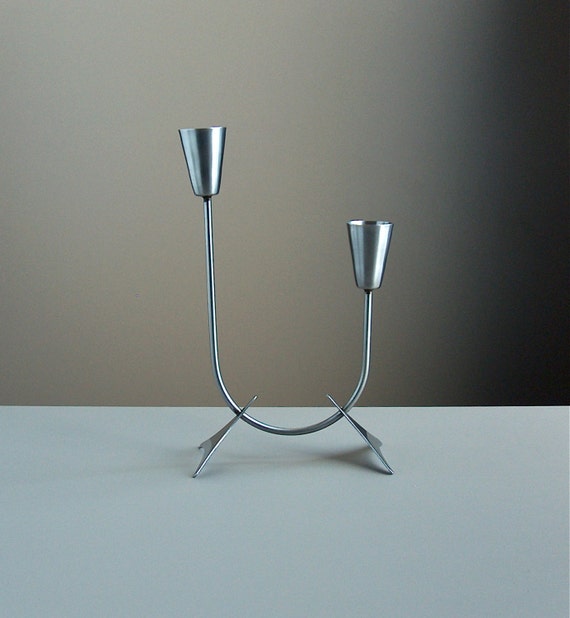 Vintage stainless steel candle holder. Modern by AnEyeOnStyle