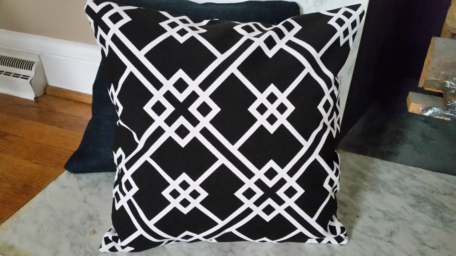 Pillow Cover Black and White with Velcro Closure DIamond