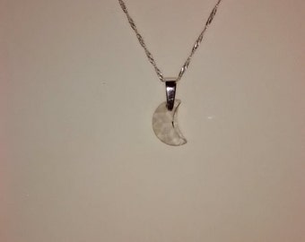 Sterling Silver and Silver Shade Crystal Moon Necklace