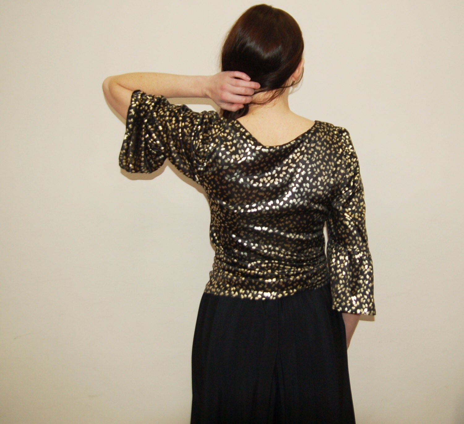 ladies black and gold blouse