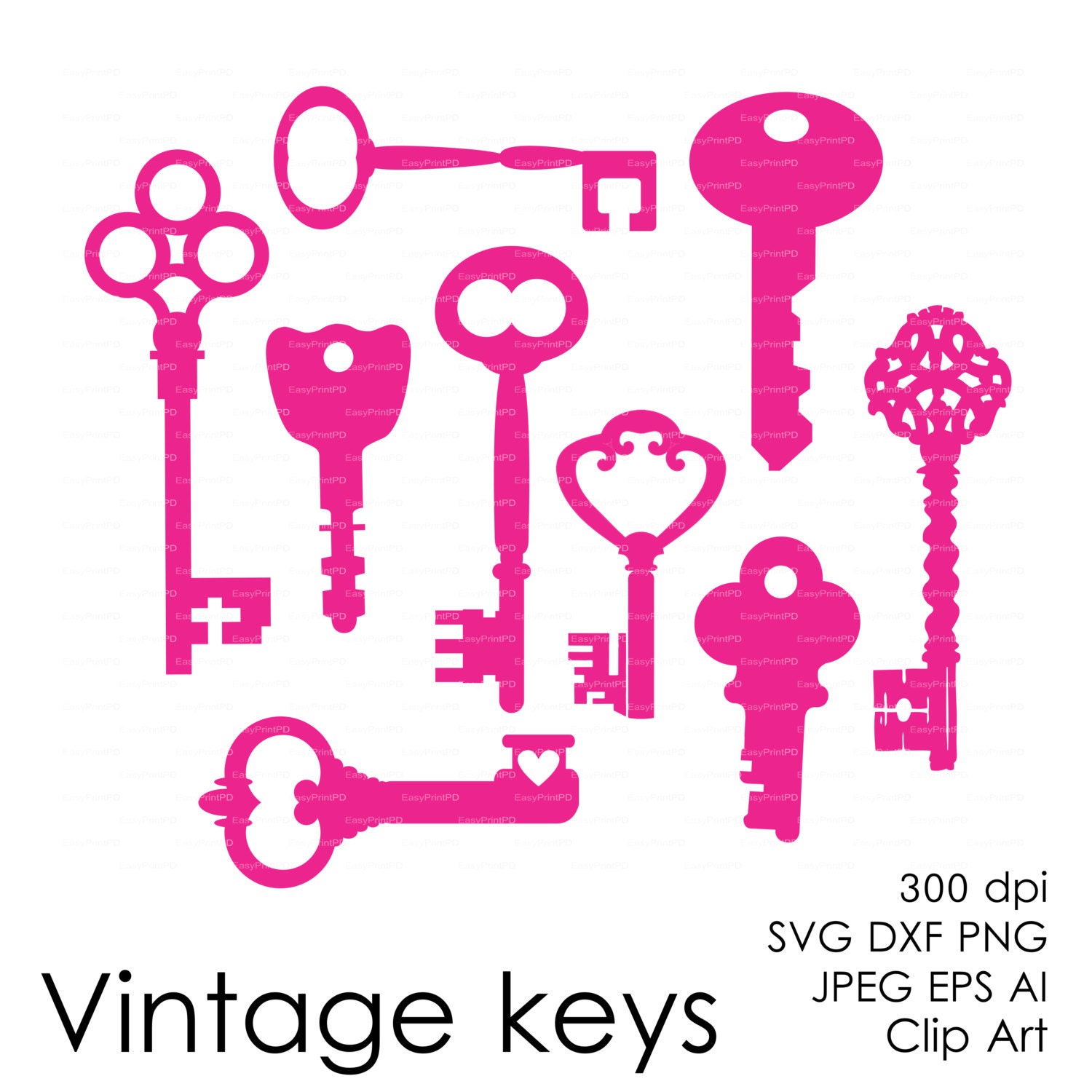 Download Vintage keys Cut File eps svg dxf ai jpg bmp png