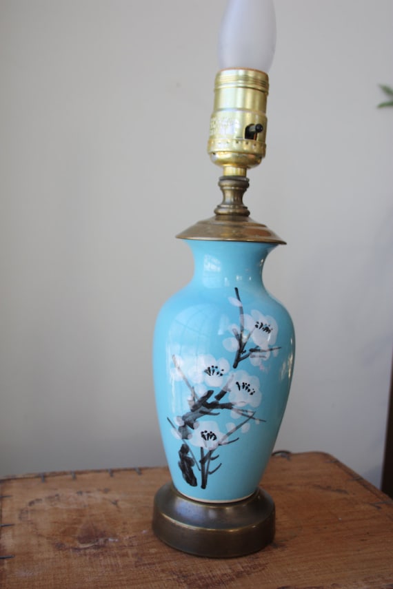 Vintage Ceramic and Brass Small Table Lamp by Swhirlingdervish