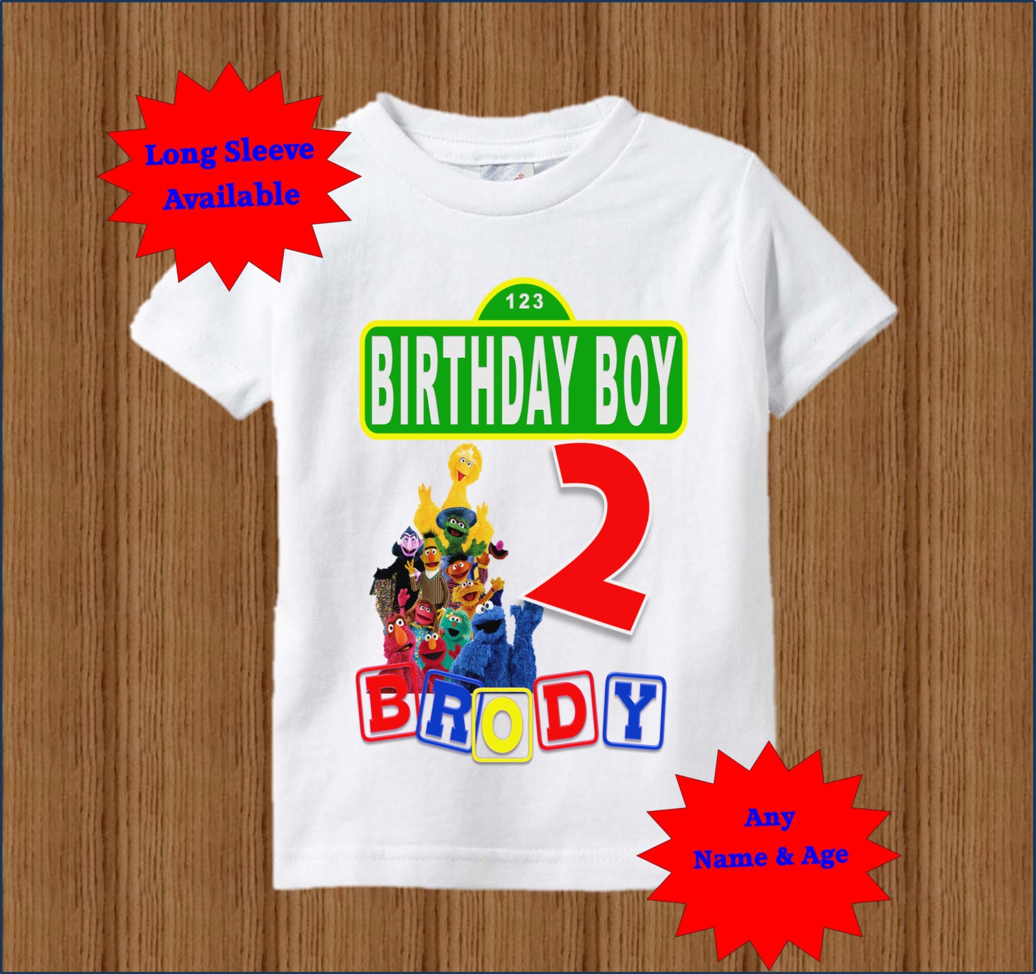 sesame street personalized birthday shirts