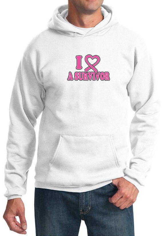 Breast Cancer Awareness Men's Hoodie I Heart a Survivor