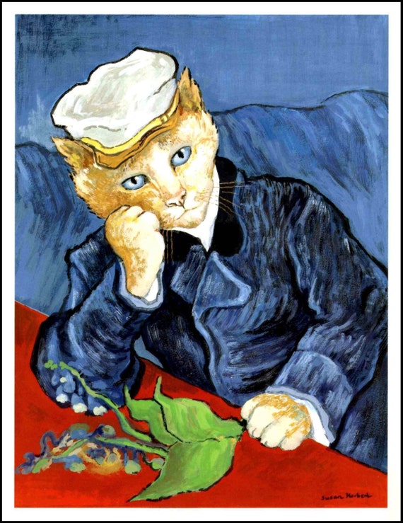  Cat  Art Print Cat  Artwork I Like Cats  Van  Gogh  Spoof by