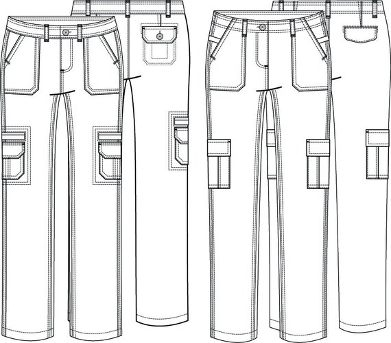Items similar to CAD Cargo Pants Illustrator Sketch on Etsy