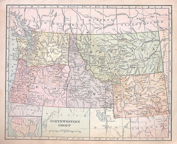 Us State Map Northwestern Group Northwestern States 1895