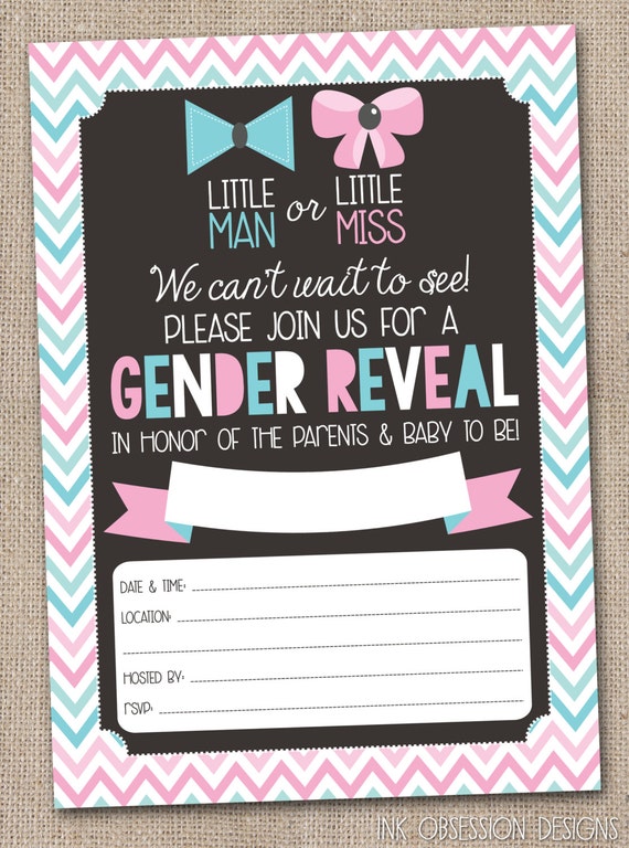 Gender Reveal Party Invitation Instant by InkObsessionDesigns