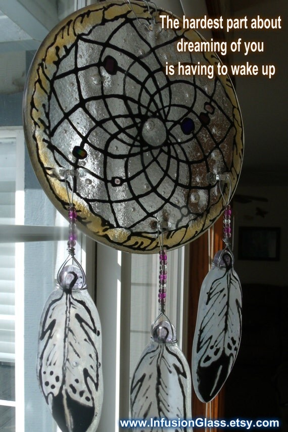 Glass Dream Catcher Pet Cremation Ashes InFused Suncatcher
