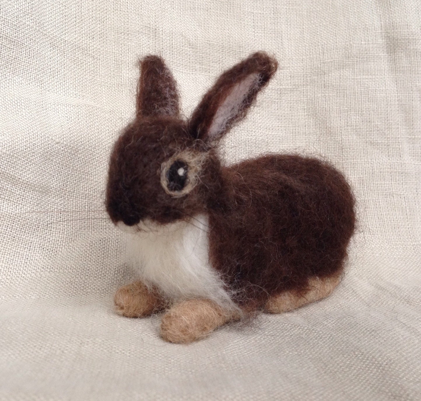 Needle Felted Baby Bunny Rabbit Chocolate Luxury Fibers