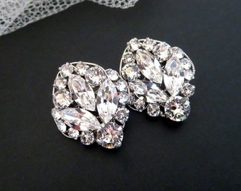 Crystal Bridal Earrings, Rhinestone Wedding earrings, Crystal Stud earrings, Bridal jewelry, Vintage style earrings, Swarovski earrings