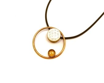 Gravity Necklace in Gold (OOAK 3D printed pendant with enamel)