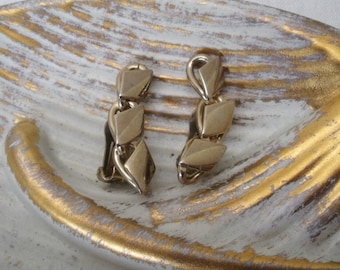 Vintage Gold Tone Geometric Clip Earrings