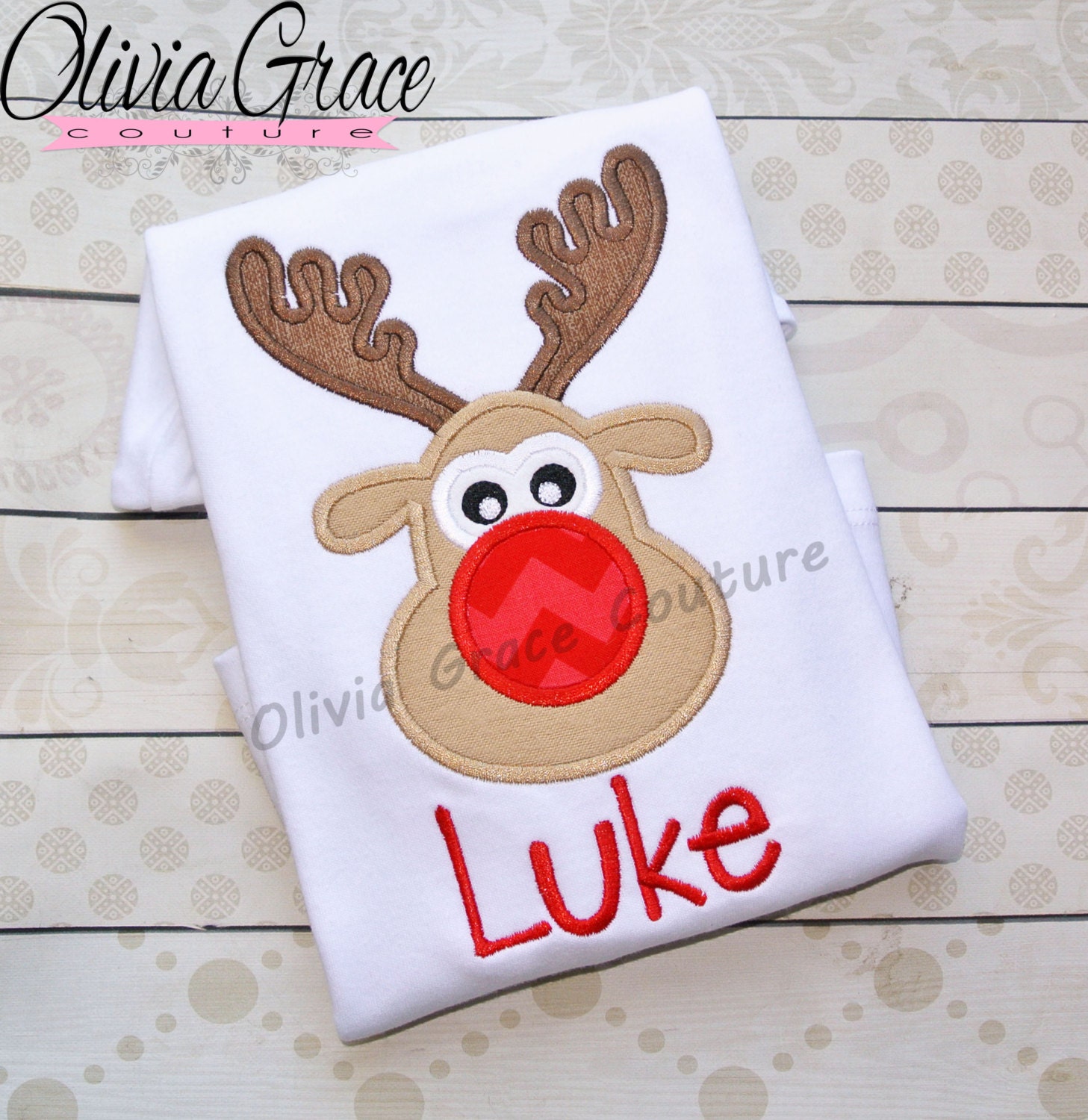 Boys Reindeer Shirt Boys Christmas Shirt Embroidered