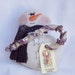 Snowman Primitive Ornament Decoration with Candy Cane and Vintage Tag