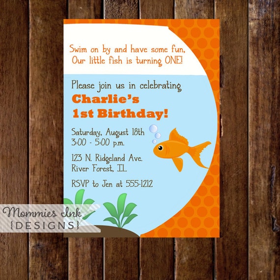 Birthday Invitation, Goldfish BIrthday Invitation, Goldfish Birthday Party, Fish Invitation, Kids Party, Fishbowl Invitation, DIY Printable Il_570xn