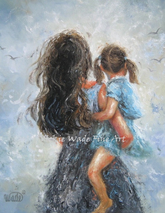 Mother Daughter Art Print mother paintings mom little