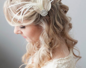 Bridal Fascinator, Great Gatsby Headpiece, Bridal Hairpiece. Wedding Fascinator, 20's Flapper Headpiece