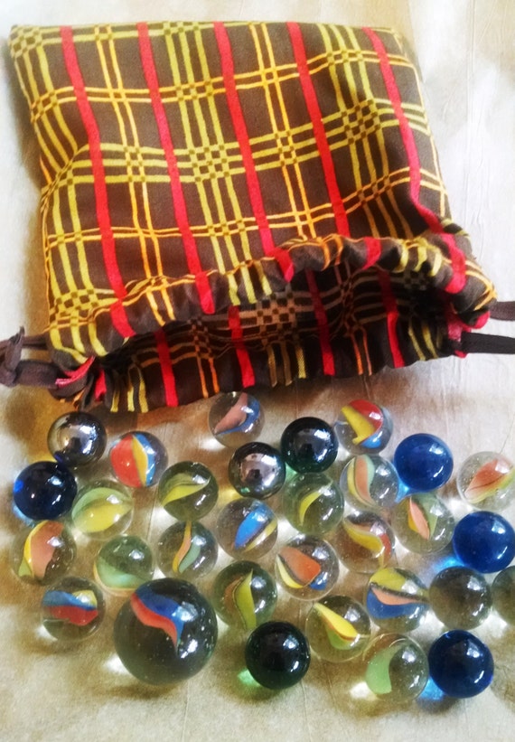Marble Bag Drawstring Bag Marbles Nostalgic Toy Brown Bag