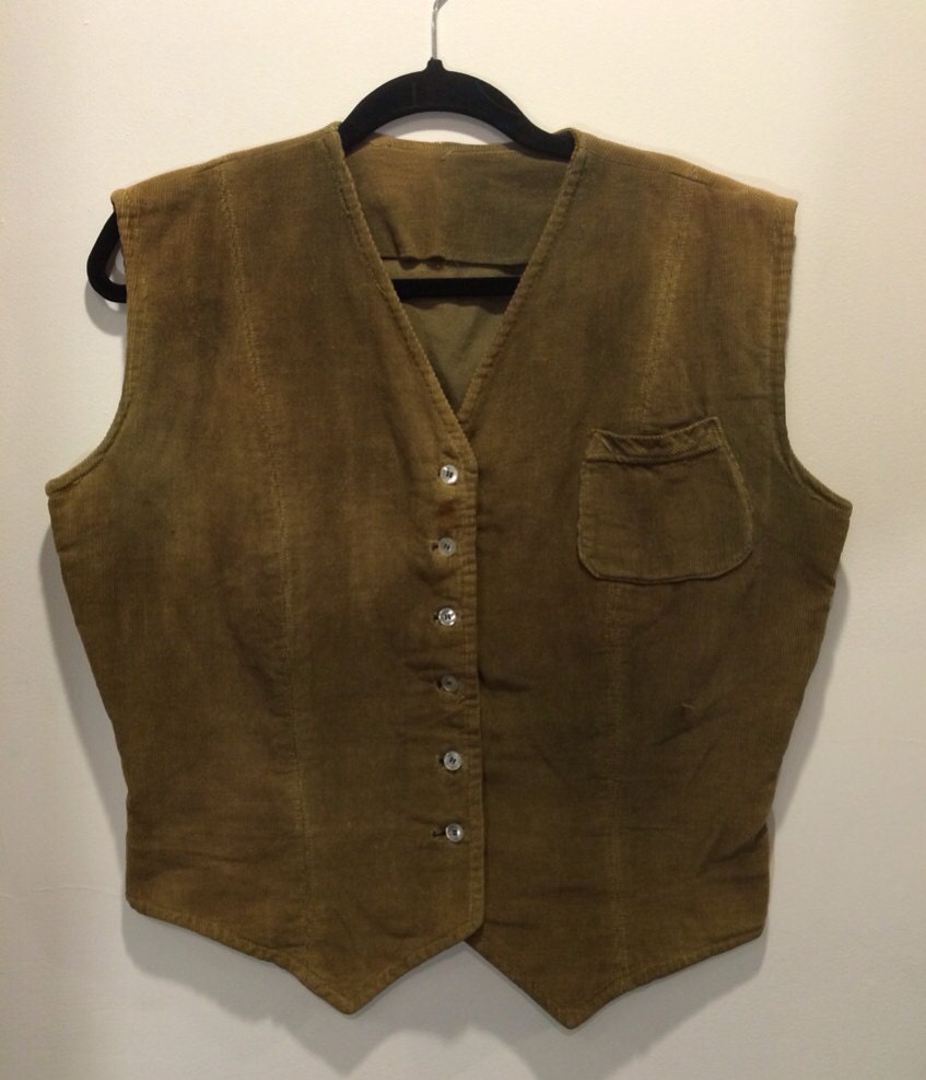 1930s Vintage WORK WEAR corduroy Depression era menswear VEST