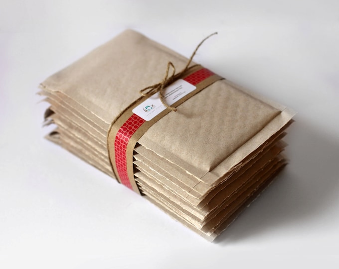 Bio-Degradeable Brown Kraft Bubble Mailers- 6.5 x 9 in- Set of 10 perfect for DVD's & CD's