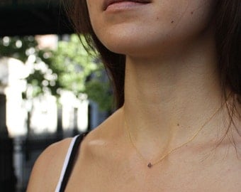 Gold Iolite Necklace - Water Sapphire - September Birthstone - Purple Blue Stone - Dainty Necklace - Short Necklace