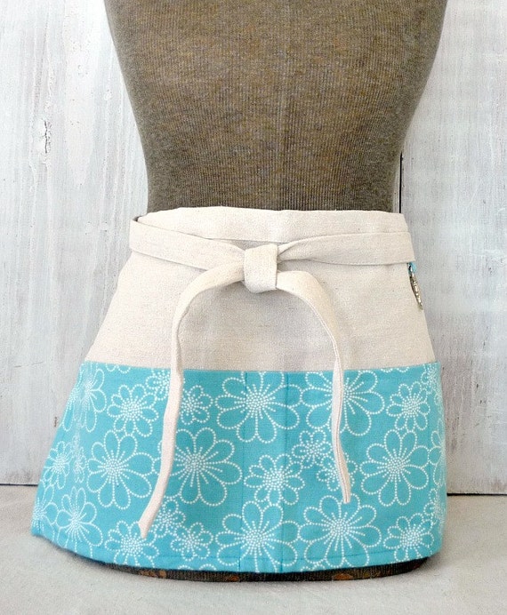 Cute Half Apron With Pockets Aqua Apron Turquoise Blue