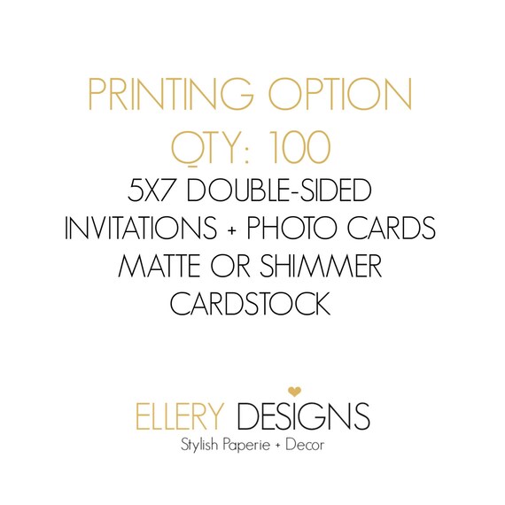 Add Professional Printing - QTY 100 - 5x7 Flat Card Invitations/Photo Cards DOUBLE-SIDED Il_570xn