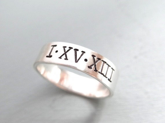 Roman Numerals Ring. Matching Rings, Couples Jewelry, Anniversary ...