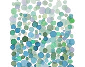 Art print watercolor Bubbles blue green dots watercolor painting watercolor print abstract painting lucite green